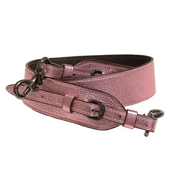 Coach Metallic Blush Pebble Leather Novelty Strap New Guitar Handbag Adjustable - Picture 1 of 12